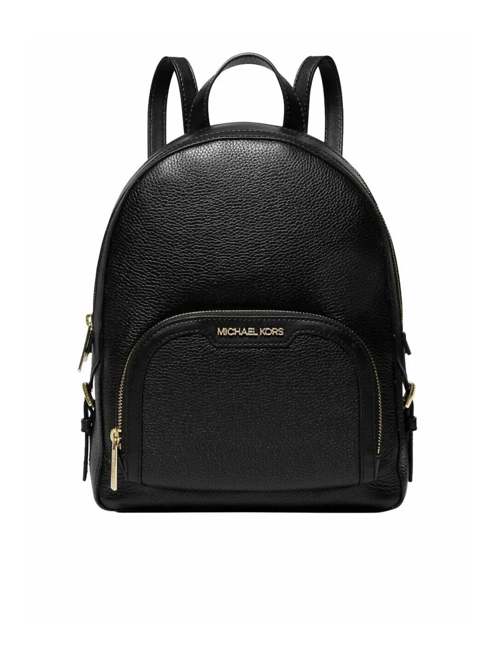 Michael Kors Black Jaycee Women's Zip Pocket Pebbled Leather Medium  Backpack